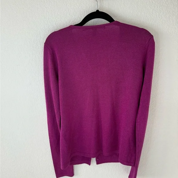 Vintage Linda Allard Ellen Tracy shimmer magenta cardigan - Picture 2 of 3
